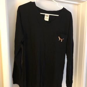 Black V-Neck PINK Shirt